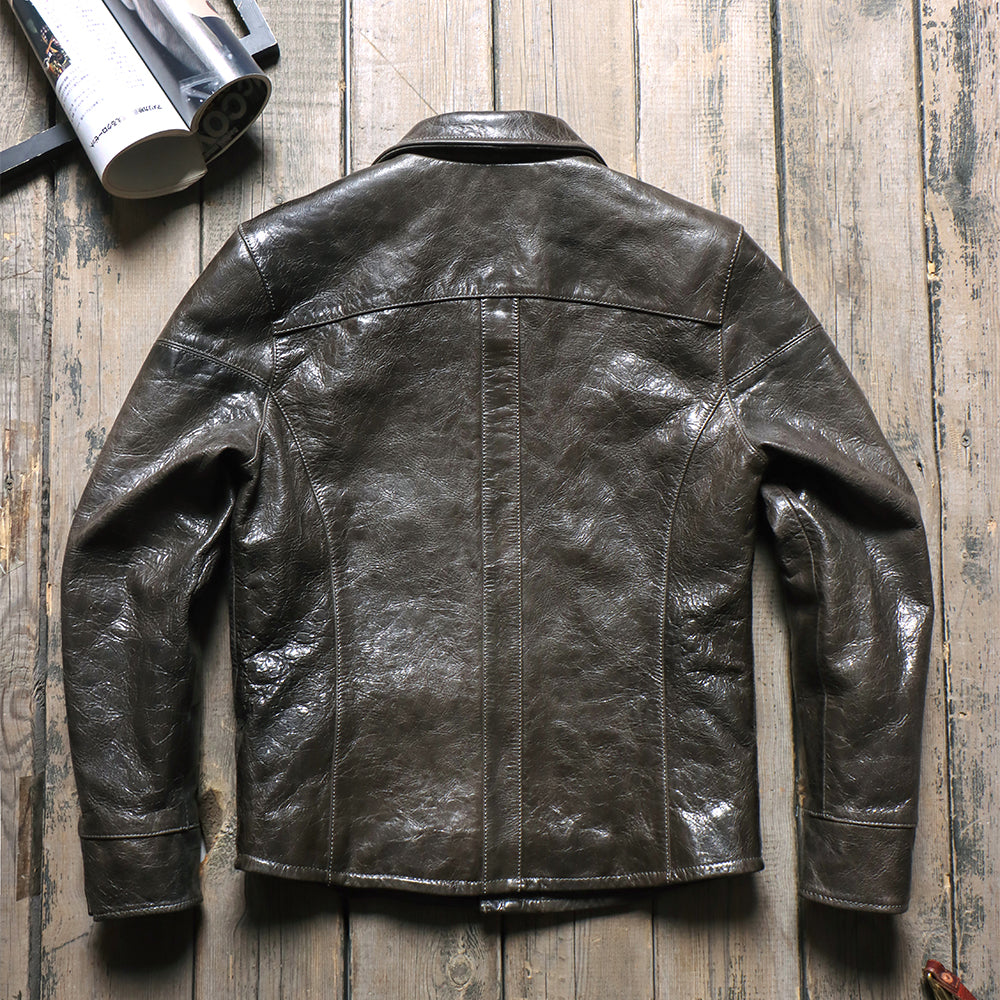 Men's Olive Battle Dress Pattern 37 Leather Jacket