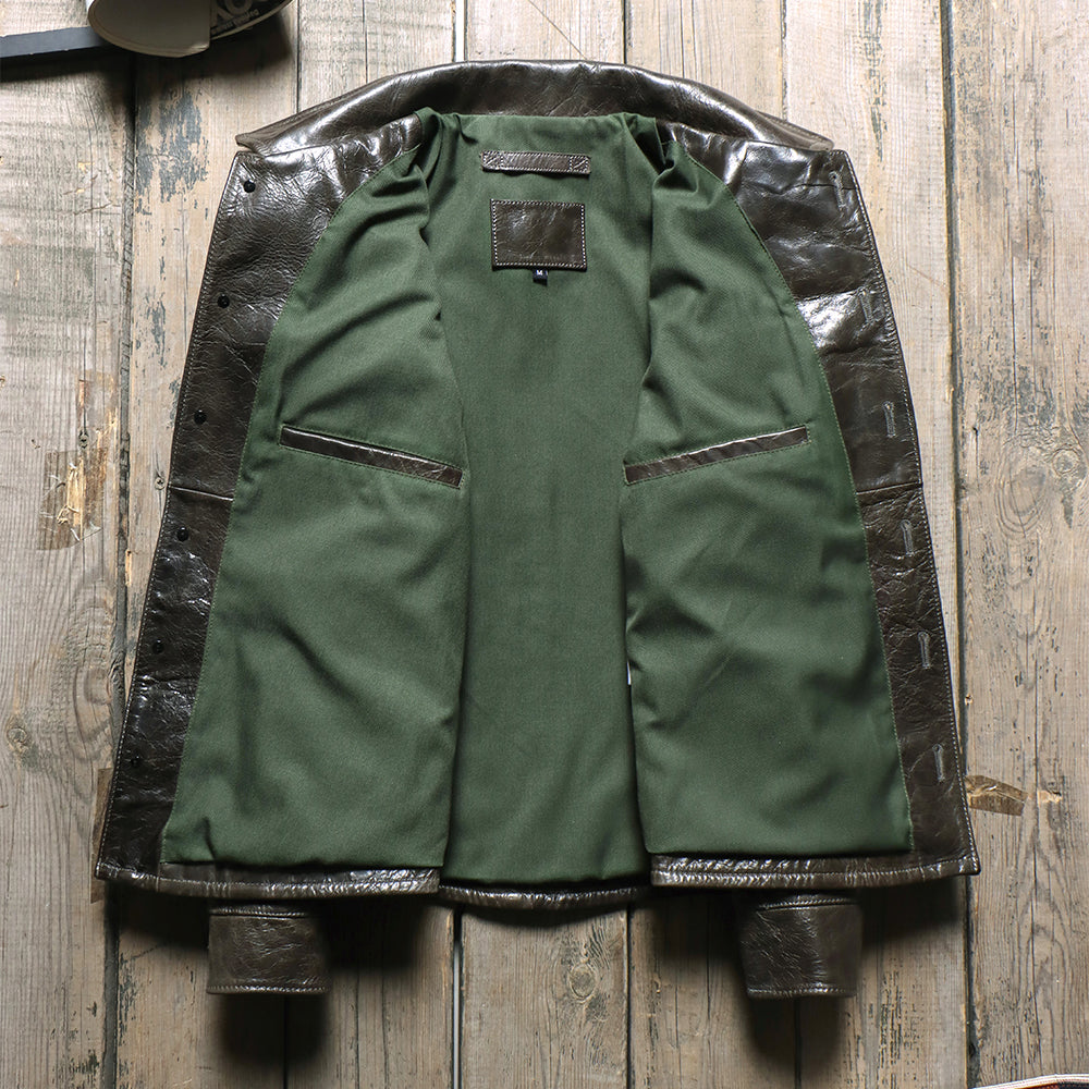 Men's Olive Battle Dress Pattern 37 Leather Jacket