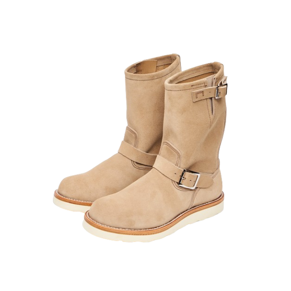 Beige Suede Motorcycle Boots