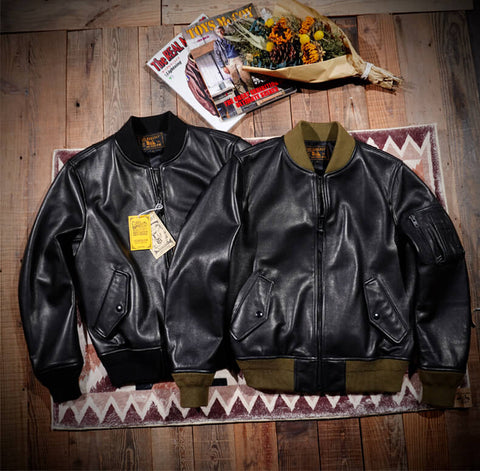 Men's MA-1 Bomber Leather Jacket
