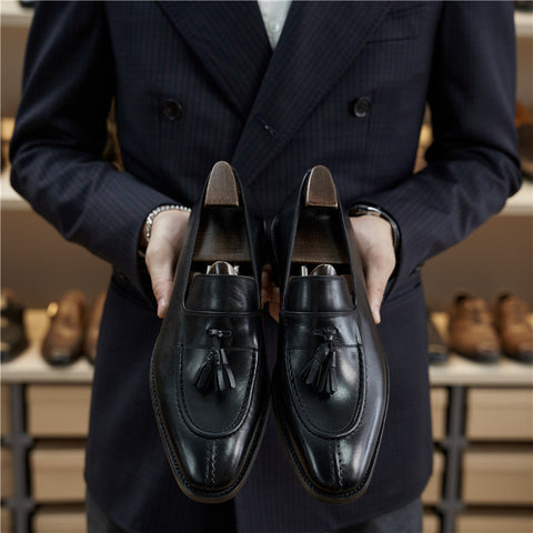 メンズ ステッチ タッセル ローファー