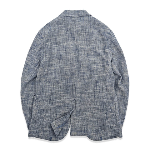 Veste de costume en coton et lin mélangés pour homme Bleu