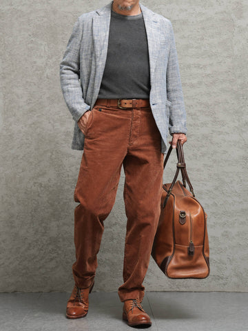 Veste de costume en coton et lin mélangés pour homme Bleu