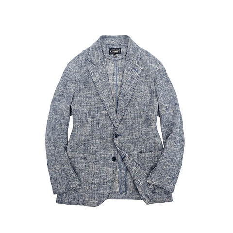 Veste de costume en coton et lin mélangés pour homme Bleu