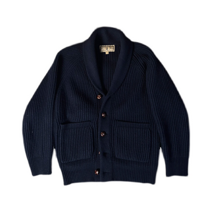 Blue Shawl Collar Cardigan for Men