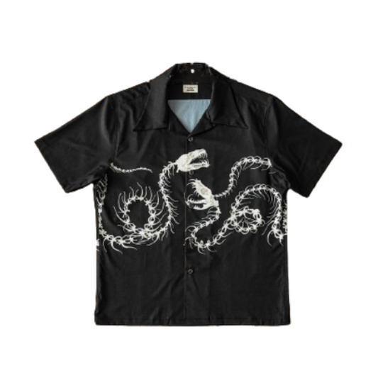 Bone Serpent Print Hawaiian Shirt