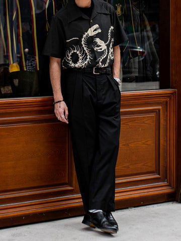 Bone Serpent Print Hawaiian Shirt