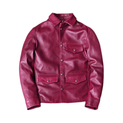 Men's Brakeman Leather Jacket, Burgundy Sheepskin