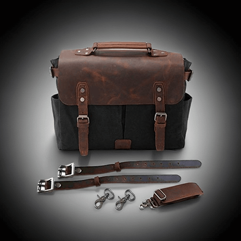 Waxed Canvas & Leather Briefcase – Shoulder/Messenger Bag