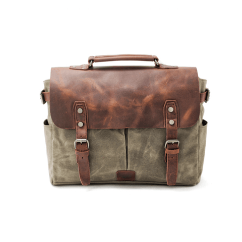 Waxed Canvas & Leather Briefcase – Shoulder/Messenger Bag