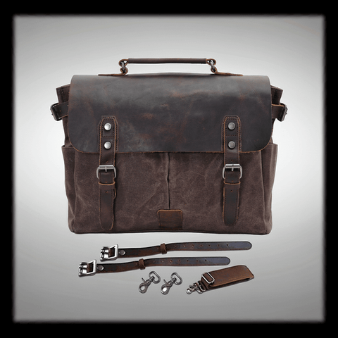 Waxed Canvas & Leather Briefcase – Shoulder/Messenger Bag