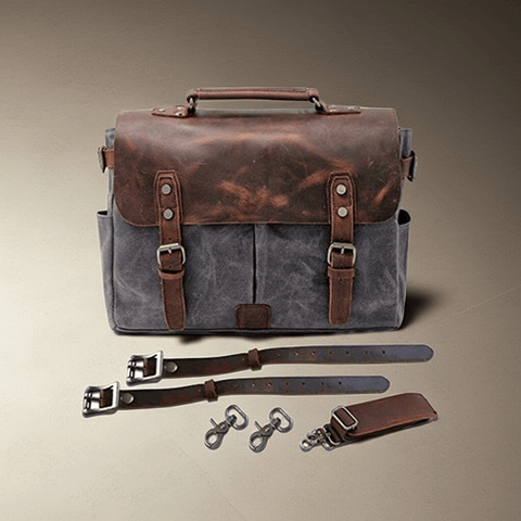 Waxed Canvas & Leather Briefcase – Shoulder/Messenger Bag