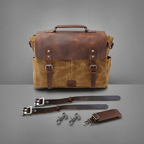 Waxed Canvas & Leather Briefcase – Shoulder/Messenger Bag