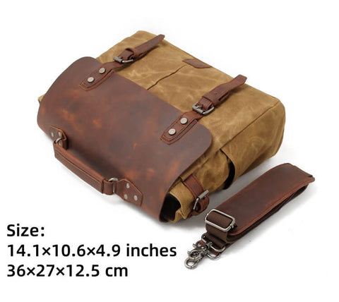 Waxed Canvas & Leather Briefcase – Shoulder/Messenger Bag