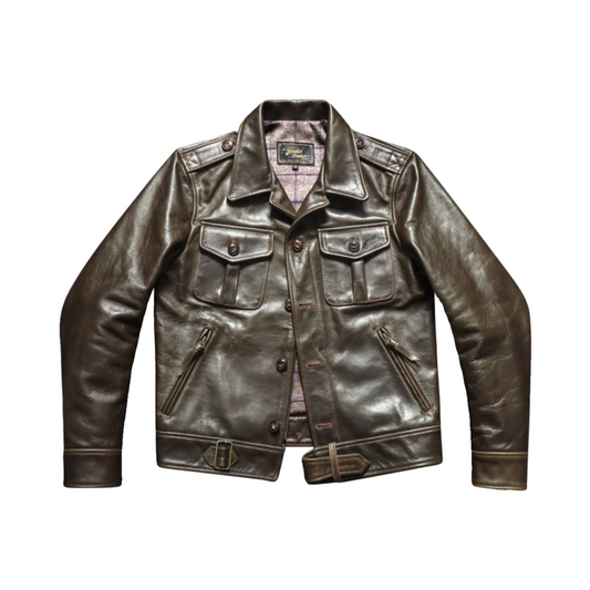 Men's Olive P37 Leather Jacket