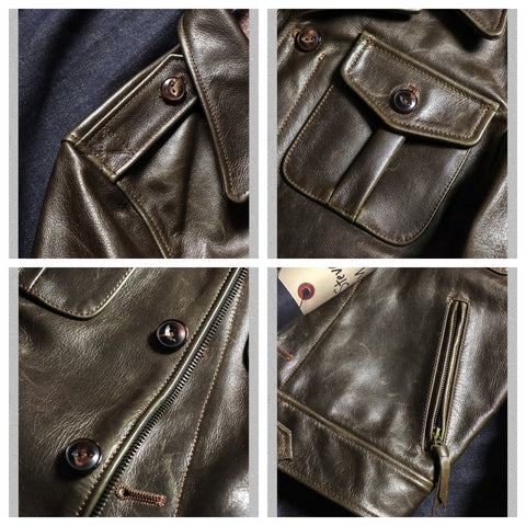 Men's Olive P37 Leather Jacket