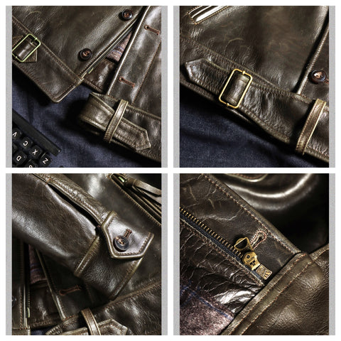 Men's Olive P37 Leather Jacket