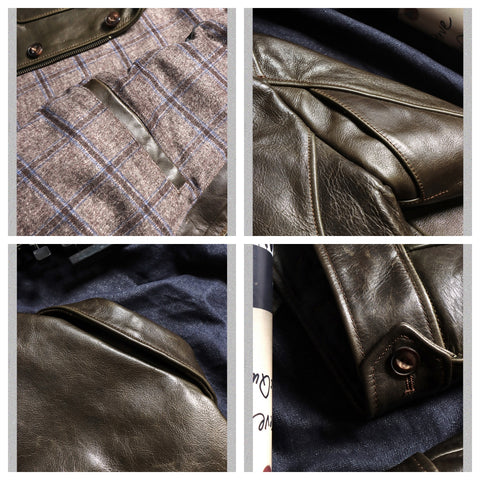 Men's Olive P37 Leather Jacket