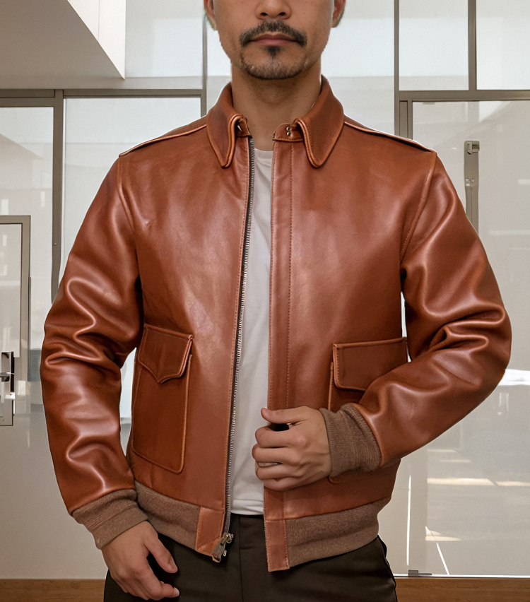 Men's Firm Thick A2 Flight Leather Jacket