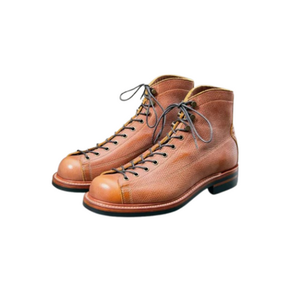 Brown Lineman Boots Russian Reindeer Leather