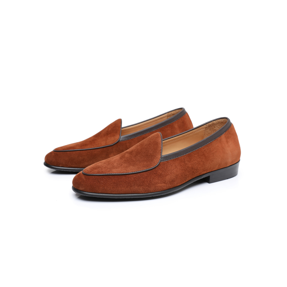 Brown Plain Suede Loafers