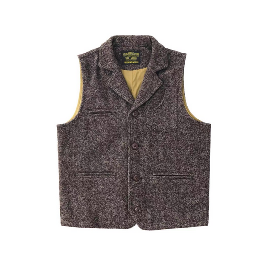 Brown Tweed Vest Notch Lapel