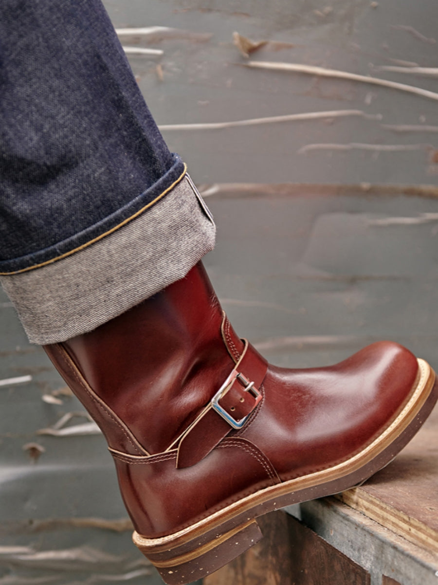 Burgundy Motorcycle Engineer Boots