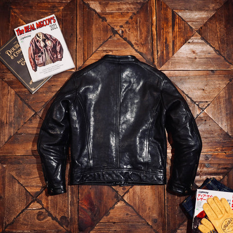 Men's Cafe Racer Leather Jacket, Washed Cowhide