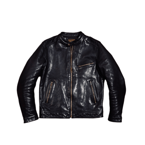Men's Cafe Racer Leather Jacket, Washed Cowhide