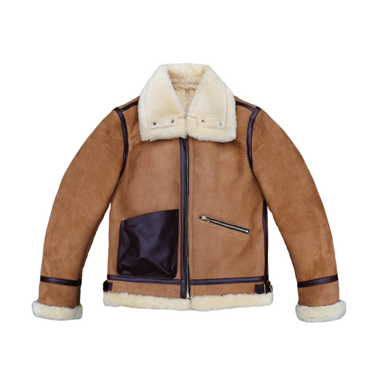 Manteau en peau lainée B3 Bomber pour homme Camel