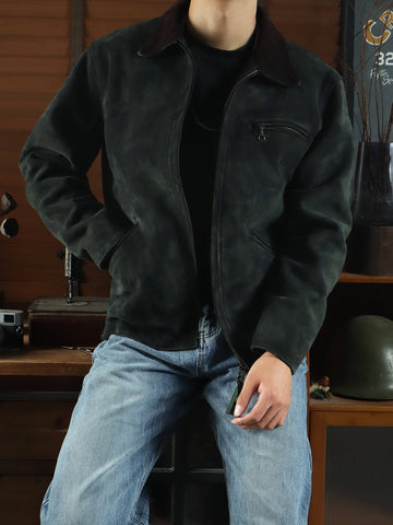 Men's Camo Green Detroit Suede Jacket
