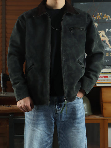 Men's Camo Green Detroit Suede Jacket