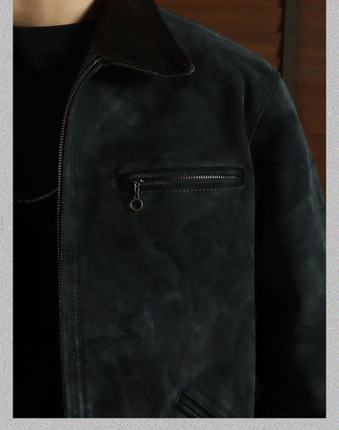 Men's Camo Green Detroit Suede Jacket