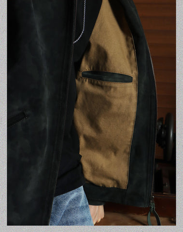 Men's Camo Green Detroit Suede Jacket