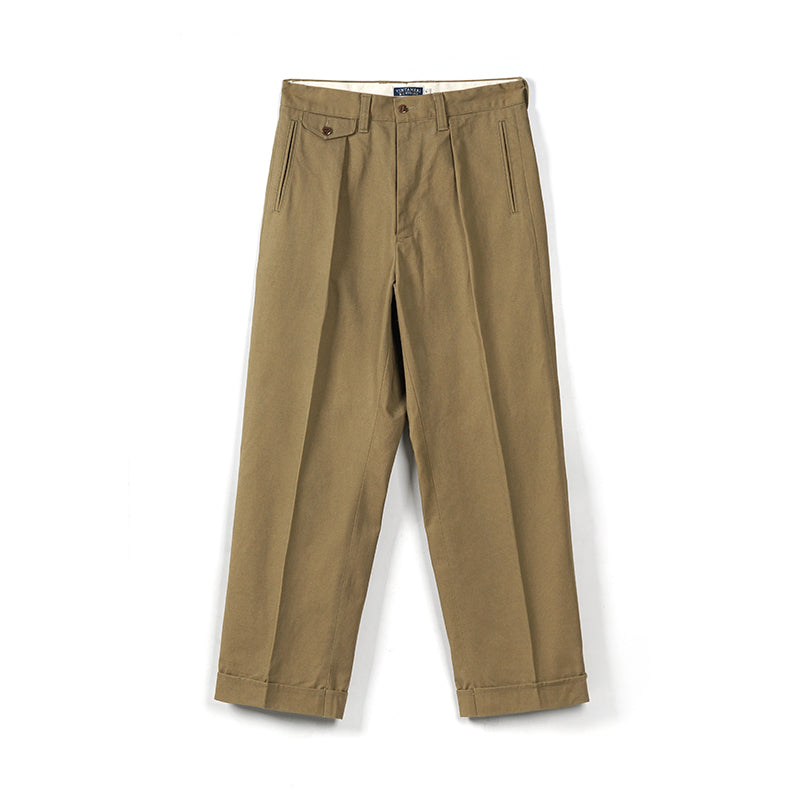 Chino Pants Khaki Straight Mid-Waist