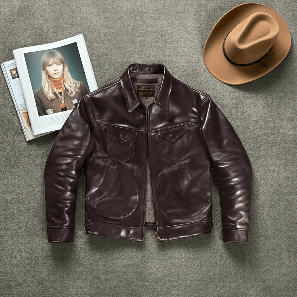 Men's Mendoza Leather Jacket, Coffee Horsehide