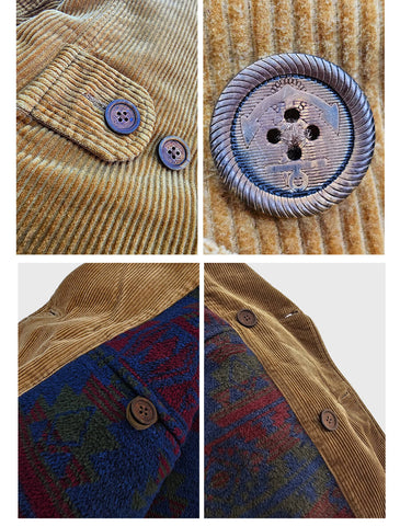 Men's Double Breasted Corduroy Pea Coat, Camel