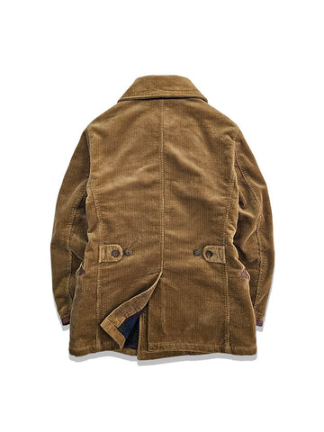 Men's Double Breasted Corduroy Pea Coat, Camel