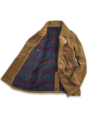 Men's Double Breasted Corduroy Pea Coat, Camel