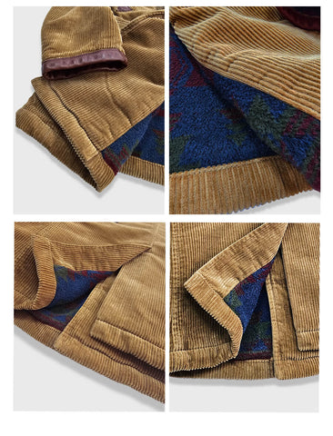 Men's Double Breasted Corduroy Pea Coat, Camel