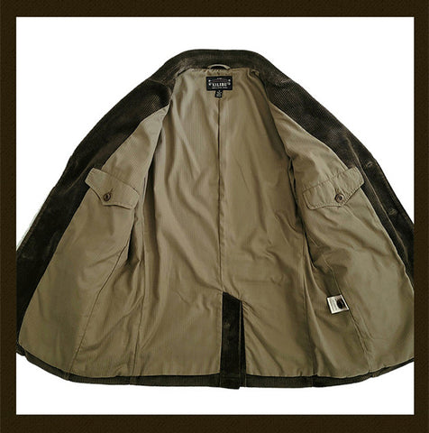 メンズ コーデュロイ サファリ スーツ ジャケット ブラウン