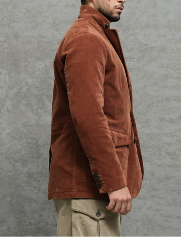 Men's Corduroy Safari Suit Jacket, Terracotta