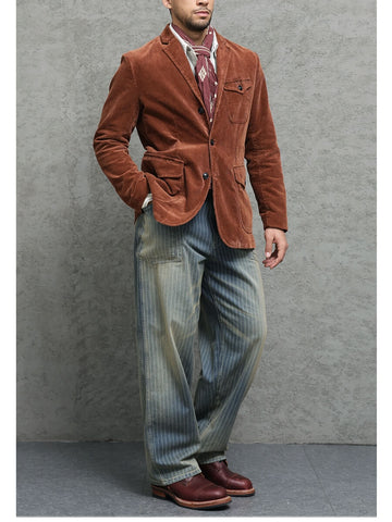 Men's Corduroy Safari Suit Jacket, Terracotta