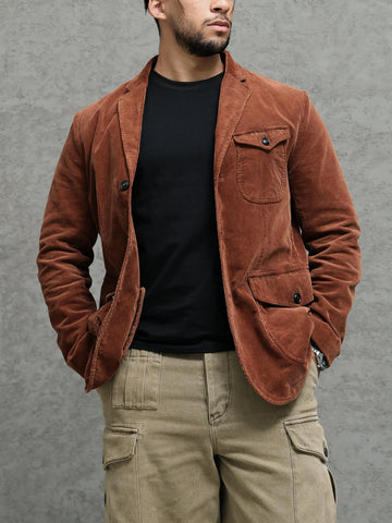 Men's Corduroy Safari Suit Jacket, Terracotta