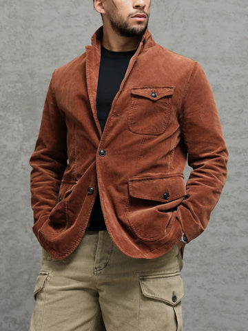 Men's Corduroy Safari Suit Jacket, Terracotta