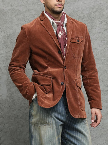 Men's Corduroy Safari Suit Jacket, Terracotta
