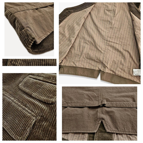 Men's Corduroy V-neck Vest, Olive