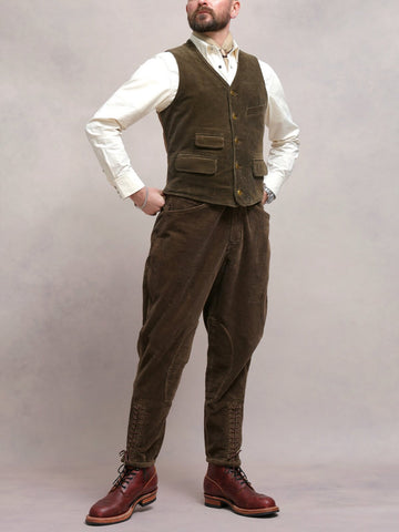 Men's Corduroy V-neck Vest, Olive