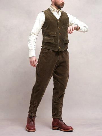 Men's Corduroy V-neck Vest, Olive