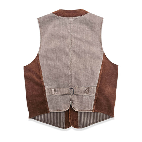 Men's Corduroy V-neck Vest, Terracotta